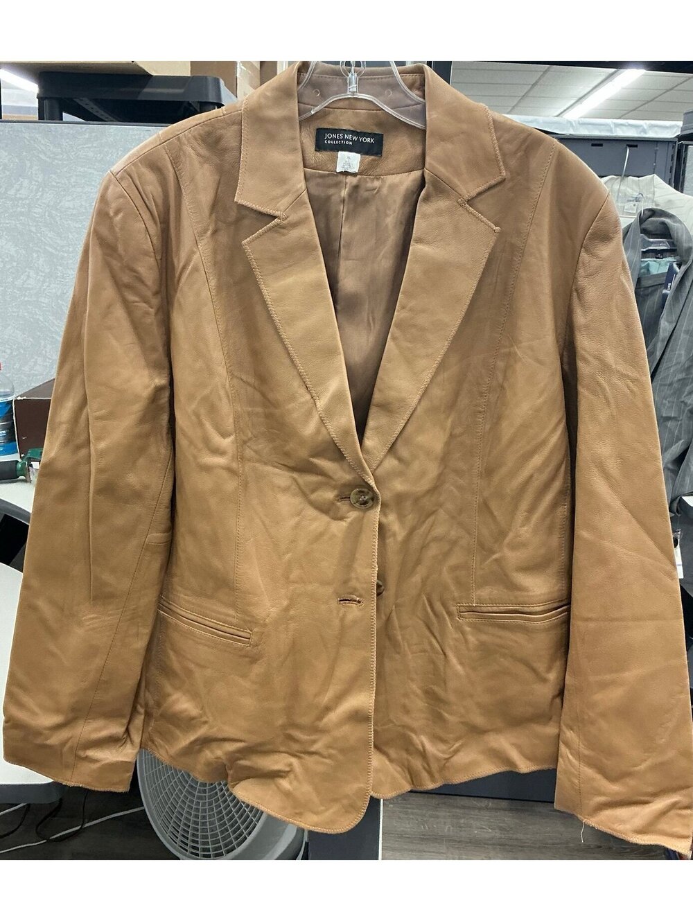 JONES NEW YORK Women's Tan Leather Blazer